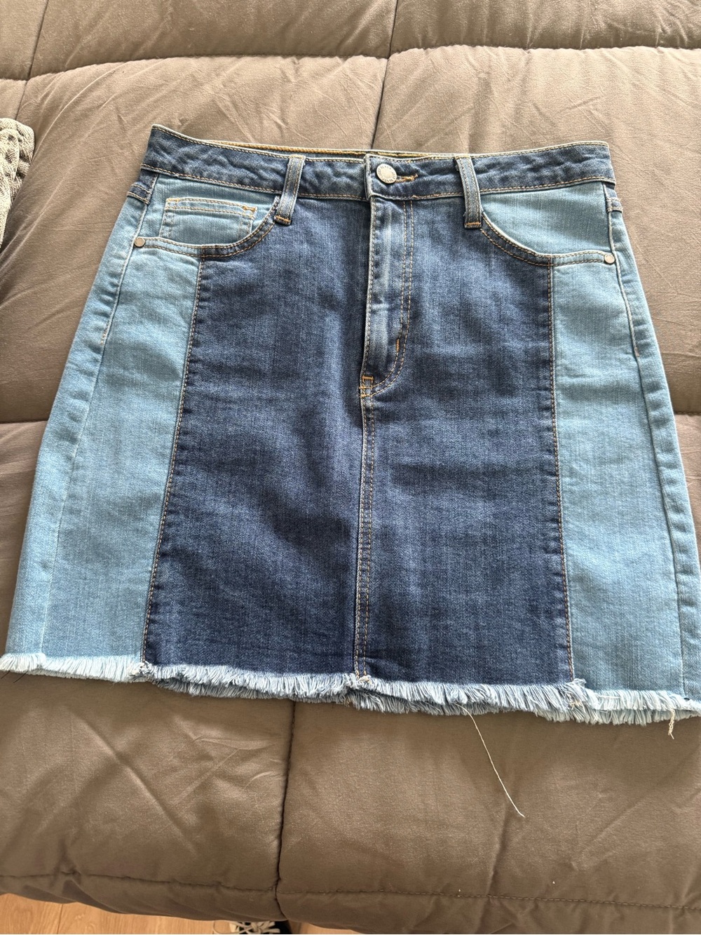 Just Black Two-Tone Blue Denim Mini Skirt